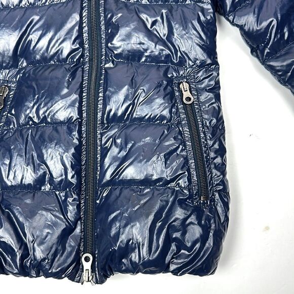 DUVETICA Toddler Girl Soft  Down Puff Coat with Hood Deep Blue Red Lining Sz 2 - Picture 3 of 13